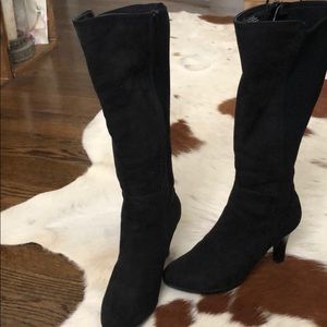 Black heel calf high boots